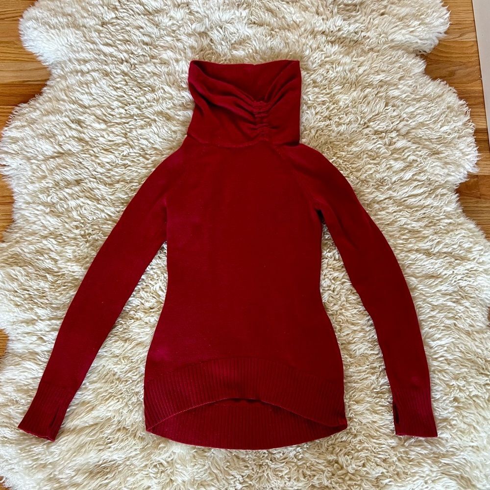 Athleta Red Turtleneck Cashmere Blend Tunic Sweater Size XXS